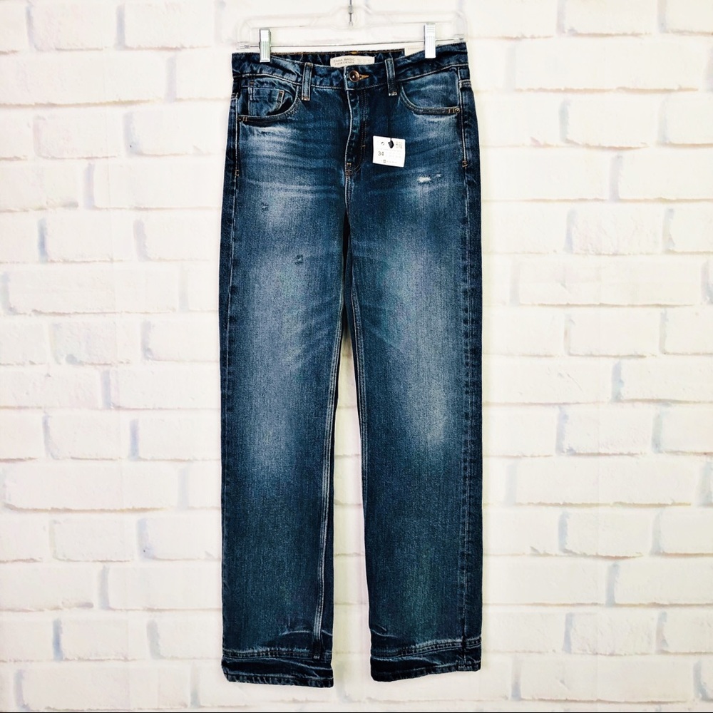 Zara Straight Leg Distressed Jeans